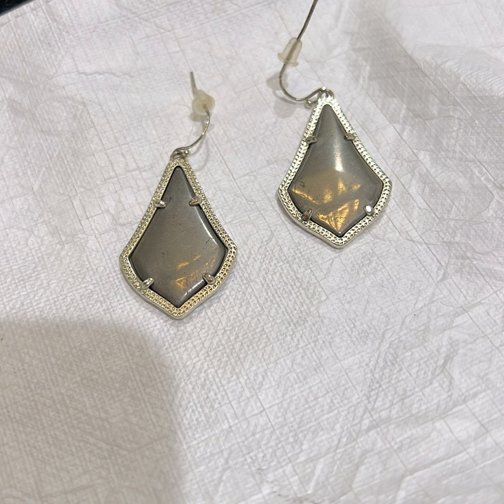 Kendra Scott Gold Drop Earrings with Taupe Colored Stone